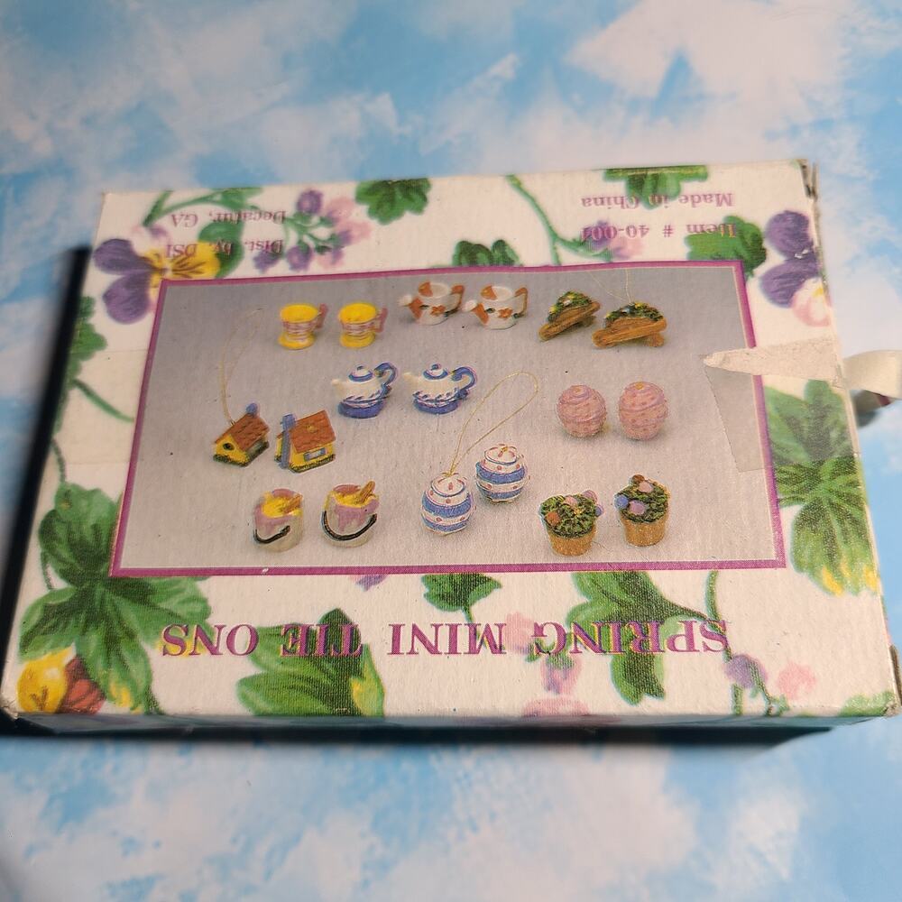 Vintage 90s mini tea party garden charms set of 9 pairs